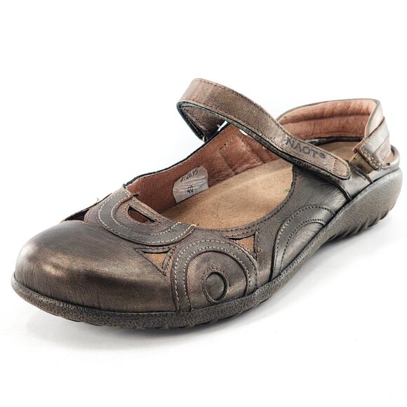NAOT Rongo Metallic Leather Slingback Mary Jane Sandals Flats Bronze - Picture 5 of 10